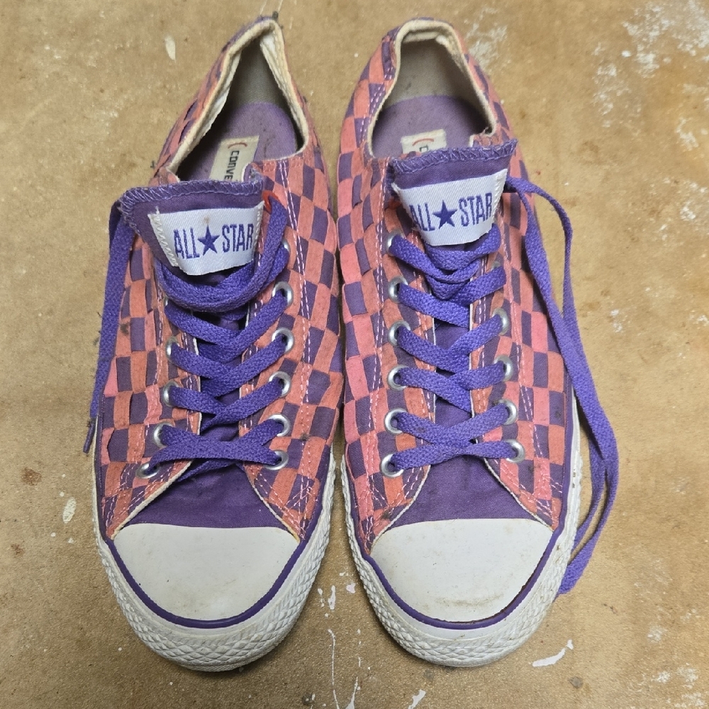 Converse Purple and Pink Checkered Sneakers